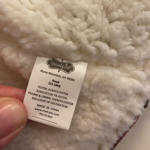 MUD PIE Buffalo Plaid/Sherpa Vest 12-18m - Picture 4 of 5